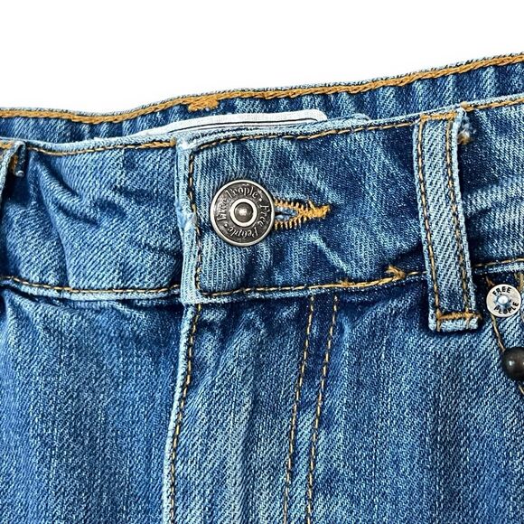 Free People Wild Rose Embroidered Distressed Denim Mini Skirt Womens Size 25 (2) - Picture 7 of 10